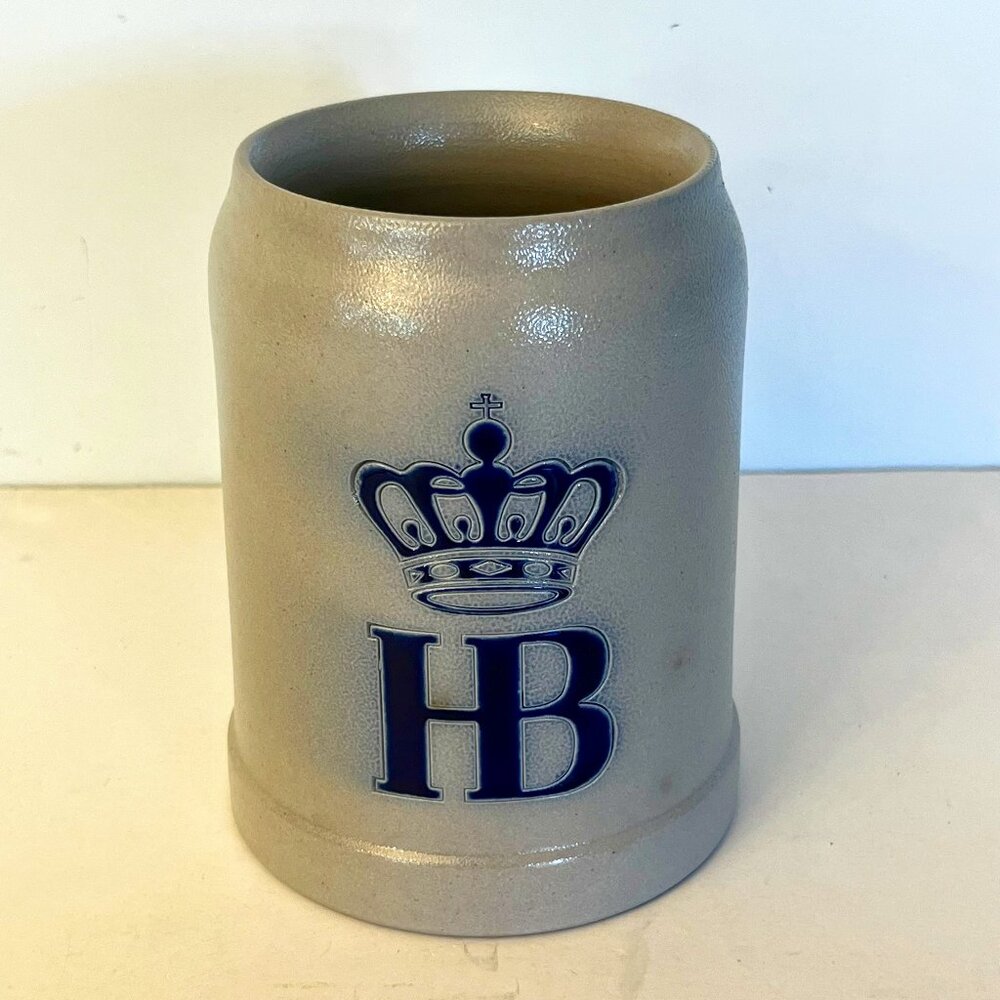 HB Ceramic Salt Glazed Beer Stein Mug.5 Liter Handarbeit Stamped Hofbrau Munche